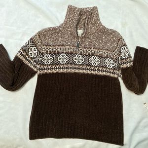 Emily Rose sweater in various shades of brown. Size L